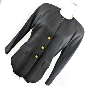 LORD & TAYLOR! STUNNING BLACK PURE GABARDINE 100% WOOL BLAZER, JACKET! SZ 10